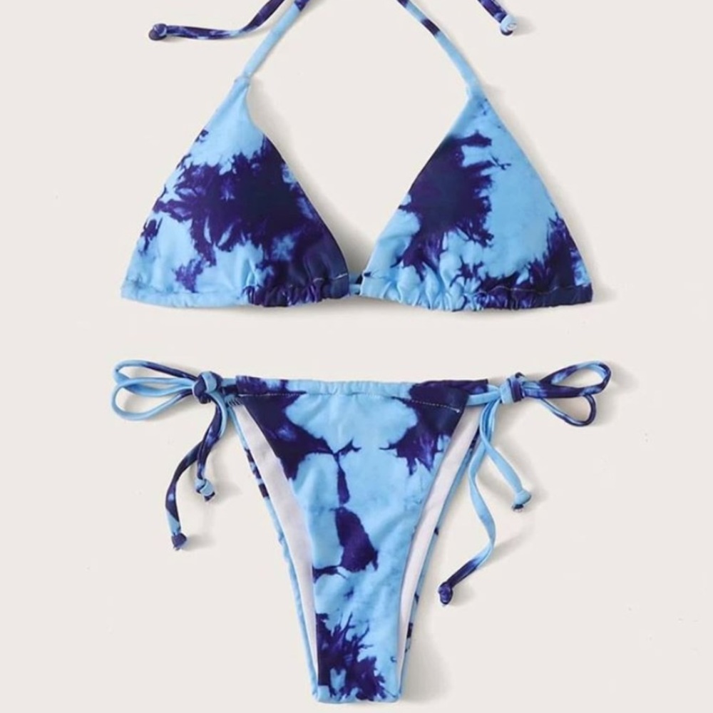cute blue tie die bikini
